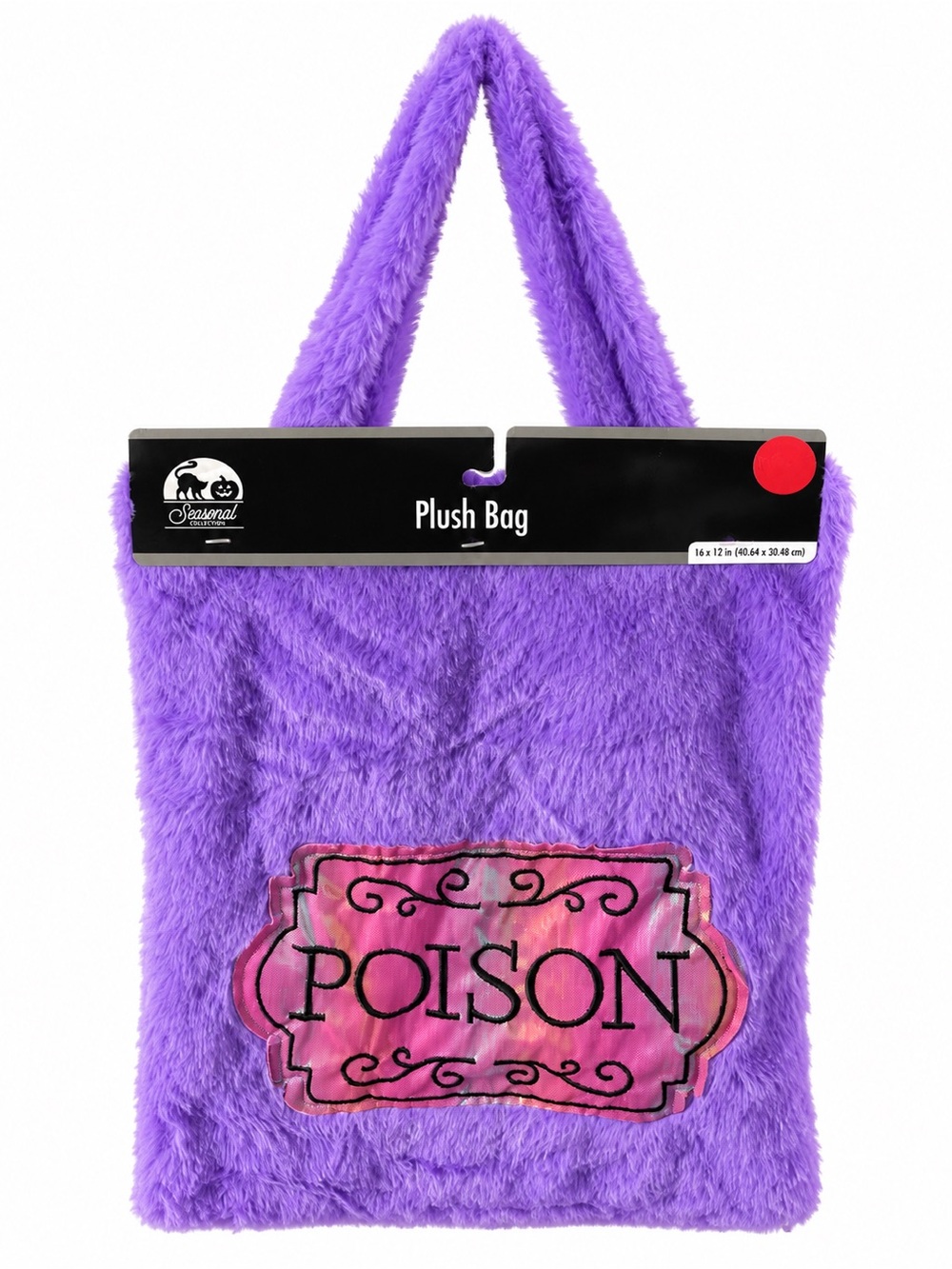NWT Seasonal Collection Purple Plush Halloween Poison Iridescent Tote Bag